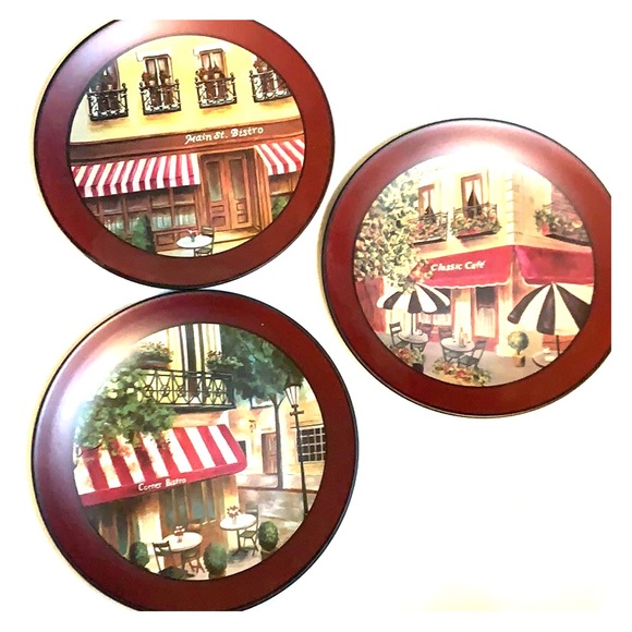 Other - 🌸 Set of 3 Decorative French Bistro 10.5” Plates